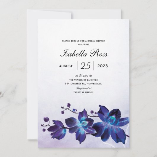 Invitation Mariage Blue Orchidée (Devant)