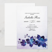 Invitation Mariage Blue Orchidée (Devant / Derrière)