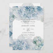 Invitation Mariage Blue Peonies (Devant / Derrière)