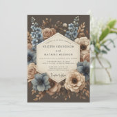 Invitation Mariage Blue Rose Moody Bloom (Debout devant)