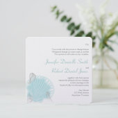 Invitation Mariage Blue Seashell Beach (Debout devant)