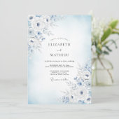 Invitation Mariage Blue Soft Bloom (Debout devant)