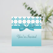 Invitation Mariage Blue & White Fleur De Lis (Debout devant)