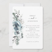 Invitation Mariage Blue Winter Florals (Devant)
