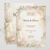 Invitation Mariage Blush Magnolia (Devant / Derrière)