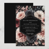 Invitation Mariage Blush Noir Chiaroscuro (Devant / Derrière)