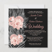 Invitation Mariage Blush Peach Charcoal Floral Black (Devant)
