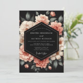 Invitation Mariage Blush Petal Noir (Debout devant)
