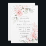 Invitation Mariage | Blush Pink Romantic Cottage Roses<br><div class="desc">Faire-part de mariage | Joli roses d'aquarelle douce en rose pâle avec feuillage vert pâle. L'événement est facile à customiser. Conception créée pour le BarefootBride™ par © WhimsicalArtwork™. Il fait partie d'une collection de papeterie mariage avec accessoires mariages assortis également baby shower et autres articles de papeterie occasion. N'hésitez pas...</div>