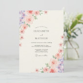 Invitation Mariage Blush Violet Pivoine (Debout devant)