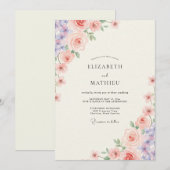 Invitation Mariage Blush Violet Pivoine (Devant / Derrière)