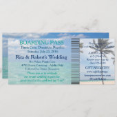 Invitation Mariage Boarding Pass Ticket Beach Destination (Devant / Derrière)