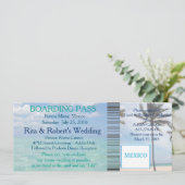 Invitation Mariage Boarding Pass Ticket Beach Destination (Debout devant)