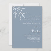 Invitation Mariage Boda Bleu Dusty minimum officiel (Devant)