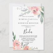 Invitation Mariage Boda de fleurs rose de tombes (Devant)