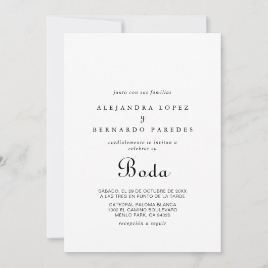 Invitation Mariage Boda minimaliste (Devant)