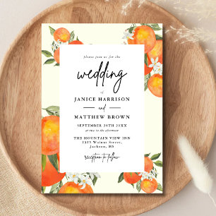 Invitation Mariage Bohème Abstrait Esquisse Orange Jardin