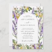 Invitation Mariage Bohème Aquarelle Citrons & Lavande (Devant)