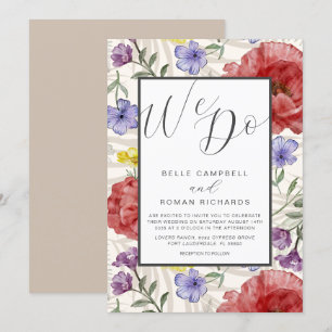 Invitation Mariage Bohème Aquarelle Fleurs Sauvages Beige