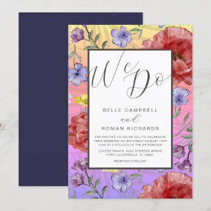 Invitation Mariage bohème aquarelle fleurs sauvages colorées