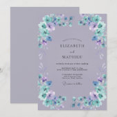 Invitation Mariage Bohème Aquarelle Pérylène Teinte (Devant / Derrière)