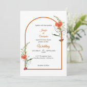 Invitation Mariage Bohème Arch Fleur Orange (Debout devant)