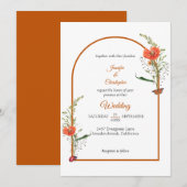 Invitation Mariage Bohème Arch Fleur Orange (Devant / Derrière)