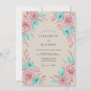 Invitation Mariage Bohème Artistique Turquoise