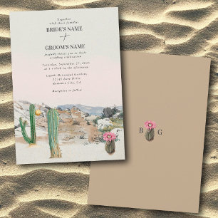 Invitation Mariage bohème au cactus du désert à l'aquarelle