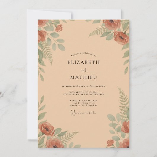 Invitation Mariage Bohème au Pot de Terre Cuite (Devant)