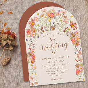 Invitation Mariage Bohème Automnal avec une Arche Florale Rus