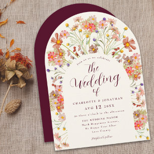 Invitation Mariage Bohème Automnal Rustique avec une Arche Fl