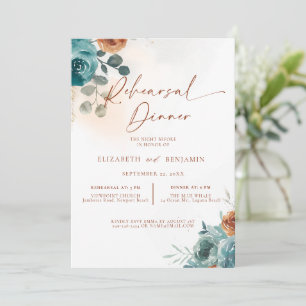 Invitation Mariage Bohème Automne Salle de Réception Teal Ora