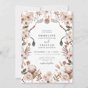 Invitation Mariage Bohème aux Fleurs Sauvages Neutres