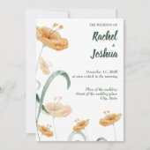 Invitation Mariage Bohème aux fleurs sauvages pêche et vert s (Devant)