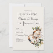 Invitation Mariage Bohème avec Anneaux (Devant)