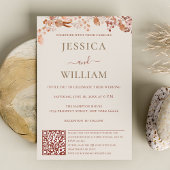 Invitation Mariage Bohème Avec Fleurs Boho Et Code QR