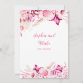 Invitation Mariage bohème blanc Fleurs roses et blanches (Dos)