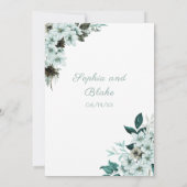 Invitation Mariage Bohème Blanc Fleurs Vertes Rustique (Dos)