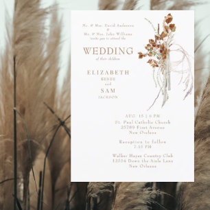 Invitation Mariage Bohème Blanc Parents II Automne Éthéré