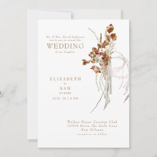 Invitation Mariage Bohème Blanc Tombe Parents de la Mariée