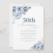 Invitation mariage bohème bleu poussiéreux (Devant)