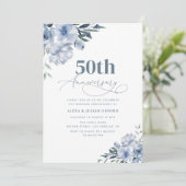 Invitation mariage bohème bleu poussiéreux (Debout devant)