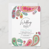 Invitation Mariage Bohème Boho Chic rose indien Paisley (Devant)