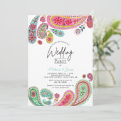 Invitation Mariage Bohème Boho Chic rose indien Paisley (Debout devant)