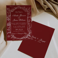 Mariage Bohème Botanique Fleurs Rouge Profond Élég
