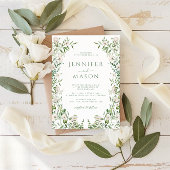 Invitation Mariage Bohème Botanique Floral Blanc de Verdure
