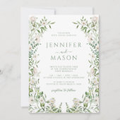Invitation Mariage Bohème Botanique Floral Blanc de Verdure (Devant)