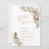 Invitation Mariage Bohème Botanique Vert et Or (Devant)