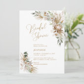Invitation Mariage Bohème Botanique Vert et Or (Debout devant)